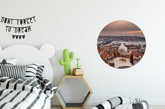 WallCircle - Stickers muraux - Cercle Papier Peint - Mouette - Istanbul - Architecture - 50x50 cm - Cercle Mural - Auto Adhésif - Autocollant Papier Peint Rond