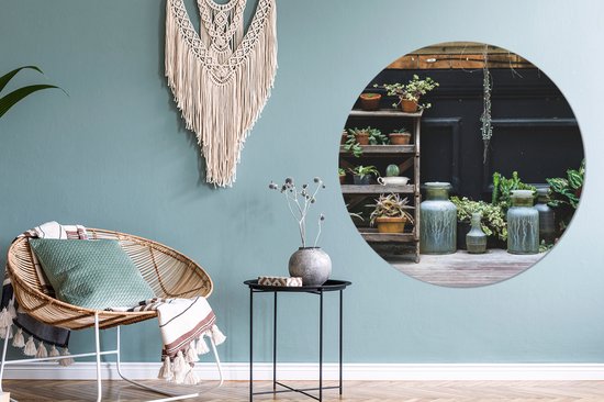 Cercle mural - Cercle mural - Pots dans le jardin - Aluminium - Dibond - ⌀ 120 cm - Intérieur et Extérieur XXL