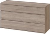 Ladekast met 6 lades - Eik decor truffel - L 153,4 x D 50 x H 83,70 cm - OMAHA