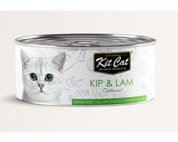 Kit Cat Kip & Lam 24x80gram - Graanvrij - Kattenvoer Natvoer - Kattenblikjes