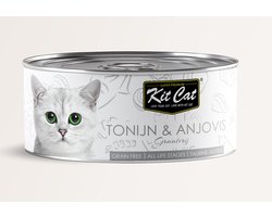 Kit Cat Tonijn & Ansjovis 24x80gram - Graanvrij - Kattenvoer Natvoer - Kattenblikjes