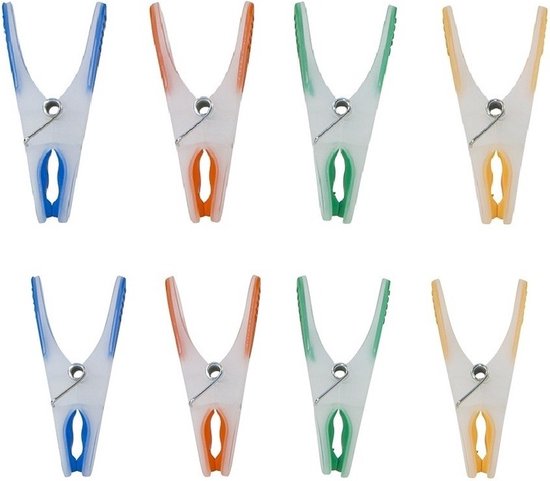 Wasknijpers ophangmandje met haak - roze - en 80x gekleurde wasknijpers van 6 cm - was