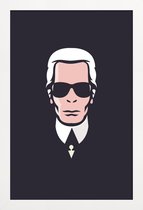 JUNIQE - Poster met houten lijst Lagerfeld -13x18 /Wit & Zwart