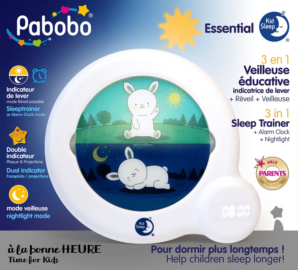 Veilleuse et Indicateur de réveil Kid'Sleep Classic Blanc