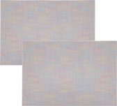 2x Rechthoekige placemats metallic pasteltinten geweven 30 x 45 cm - Borden onderleggers