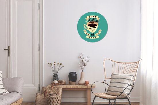 Autocollant papier peint cercle mural turquoise illustration café Vintage - ⌀ 30 cm - peinture ronde - cercle de papier peint - cercle mural - cercle vivant - autocollant et découpe ronde