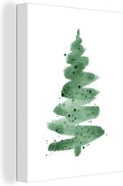Canvas Schilderij Illustratie - Kerstboom - Kerstmis - 30x40 cm - Wanddecoratie