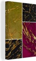 Toile Peinture Marbre - Or - Luxe - 90x140 cm - Décoration murale