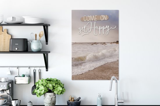 Peintures sur toile - 'Come on get happy' et un fond avec la mer - 60x90 cm - Décoration murale