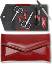 Luxurious 5-piece Manicure In Fire 5 Red Leatherette Case