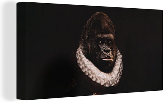 Tableau Toile Singe - Peinture - Maîtres Anciens - 40x20 cm - Décoration murale