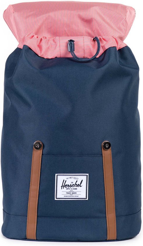 Retreat - Navy/Tan Synthetic Leather / Rugzak met 15" fleece gevoerd laptopvak - 19.5L opbergruimte - magnetische sluiting / Beperkte Levenslange Garantie / Blauw