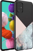 iMoshion Design voor de Samsung Galaxy A51 hoesje - Marmer - Roze / Zwart