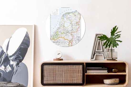 WallCircle - Wall Circle - Wall Circle - Carte - Vintage - Nederland - Aluminium - Dibond - 60x60 cm - Intérieur et Extérieur