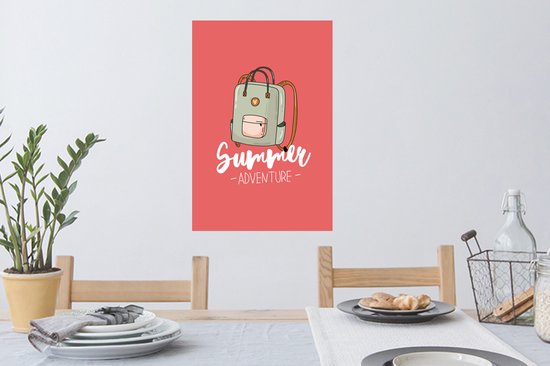 Stickers muraux - Été - Valise - Grijs - 40x60 cm - Feuille adhésive