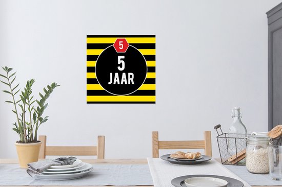 Stickers Stickers muraux - Année anniversaire - Jaune - Zwart - 80x80 cm - Feuille adhésive