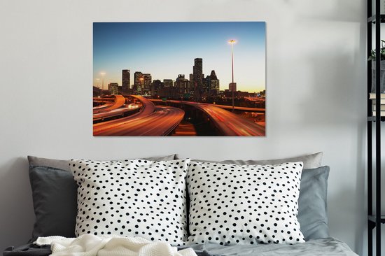 Tableau sur toile Soirée - Houston - Highway - 90x60 cm - Décoration murale