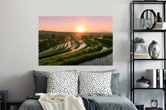 Stickers Stickers muraux - Rizières en Indonésie avec coucher de soleil - 120x80 cm - Film adhésif
