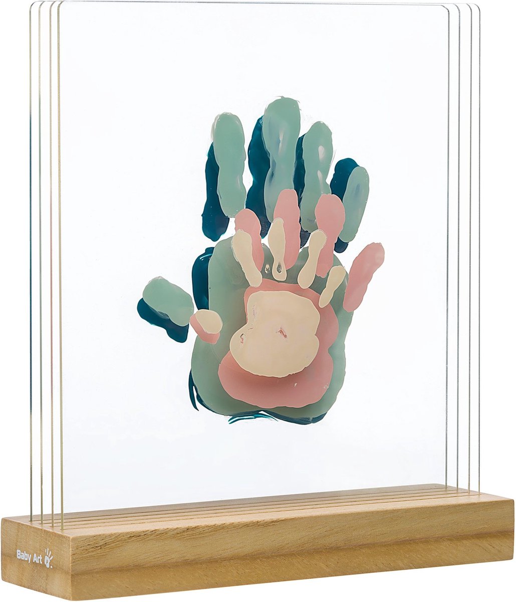 Goedkoopste Baby Art Family Prints Verf Handafdrukken op Glas | Houten Staander