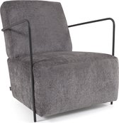 Kave Home - Gamer fauteuil in grijze chenille en metaal met zwarte afwerking