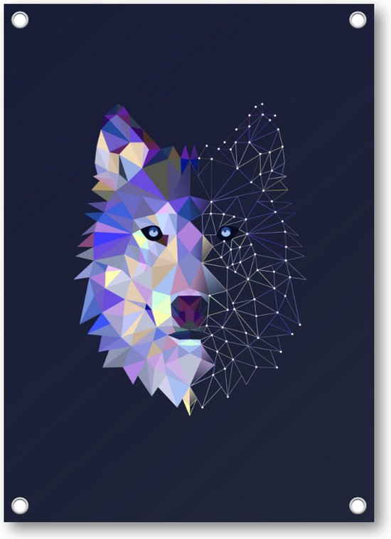 Abstracte Wolf - Tuinposter 50x70 - Wanddecoratie - Minimalist - Dieren