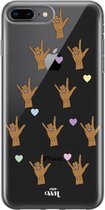 xoxo Wildhearts case voor iPhone 7/8 Plus - Rock Hands Dark - xoxo Wildhearts Transparant Case