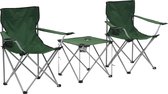 vidaXL Campingtafel en -stoelenset groen 3-delig