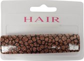 Haarspeld 9.0cm Slangenprint met Glitter - Goud/Bruin