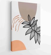 Botanische muur kunst vector set. Foliage line art tekening met abstracte vorm 1 - Moderne schilderijen – Verticaal – 1912802974 - 40-30 Vertical