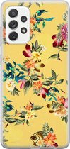 Samsung A52s hoesje siliconen - Floral days | Samsung Galaxy A52s case | geel | TPU backcover transparant