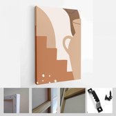 Set achtergronden voor social media platform, banner met abstracte vormen, fruit, bladeren en vrouwenvorm - Modern Art Canvas - Verticaal - 1646792278