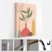 Set achtergronden voor social media platform, instagram verhalen, banner met abstracte vormen, stilleven, pioenroos, vazen ??en vrouw vorm - Modern Art Canvas - Verticaal - 1727902