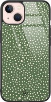 iPhone 13 hoesje glass - Green dots | Apple iPhone 13  case | Hardcase backcover zwart