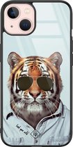 iPhone 13 hoesje glass - Tijger wild | Apple iPhone 13  case | Hardcase backcover zwart