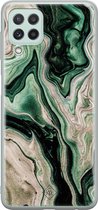 Samsung A22 4G hoesje siliconen - Groen marmer / Marble | Samsung Galaxy A22 4G case | groen | TPU backcover transparant