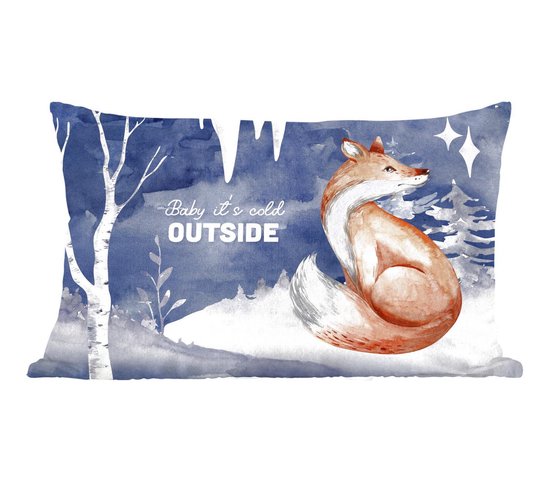 Sierkussens - Kussentjes Woonkamer - 50x30 cm - Quote - Winter - Vos - Kerstversiering - Kerstdecoratie voor binnen - Woonkamer