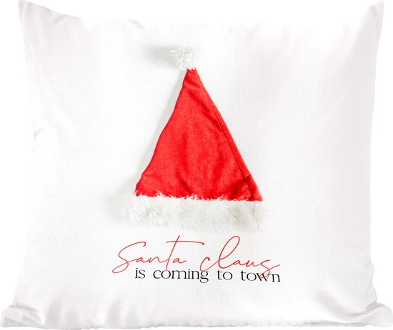 Sierkussens - Kussentjes Woonkamer - 50x50 cm - Winter - Kerstmuts - Quote - Kerstversiering - Kerstdecoratie voor binnen - Woonkamer