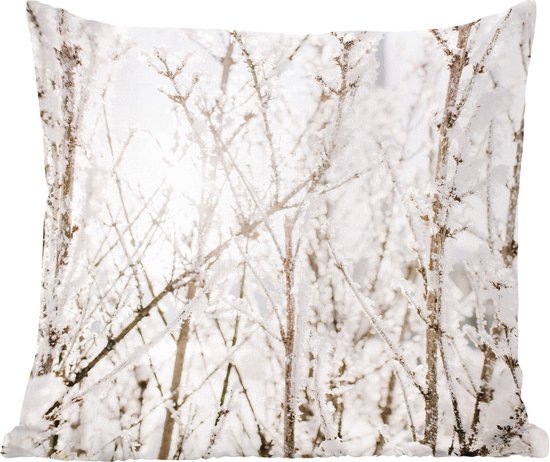 Sierkussens - Kussentjes Woonkamer - 60x60 cm - Winter - Takken - IJs - Kerstversiering - Kerstdecoratie voor binnen - Woonkamer