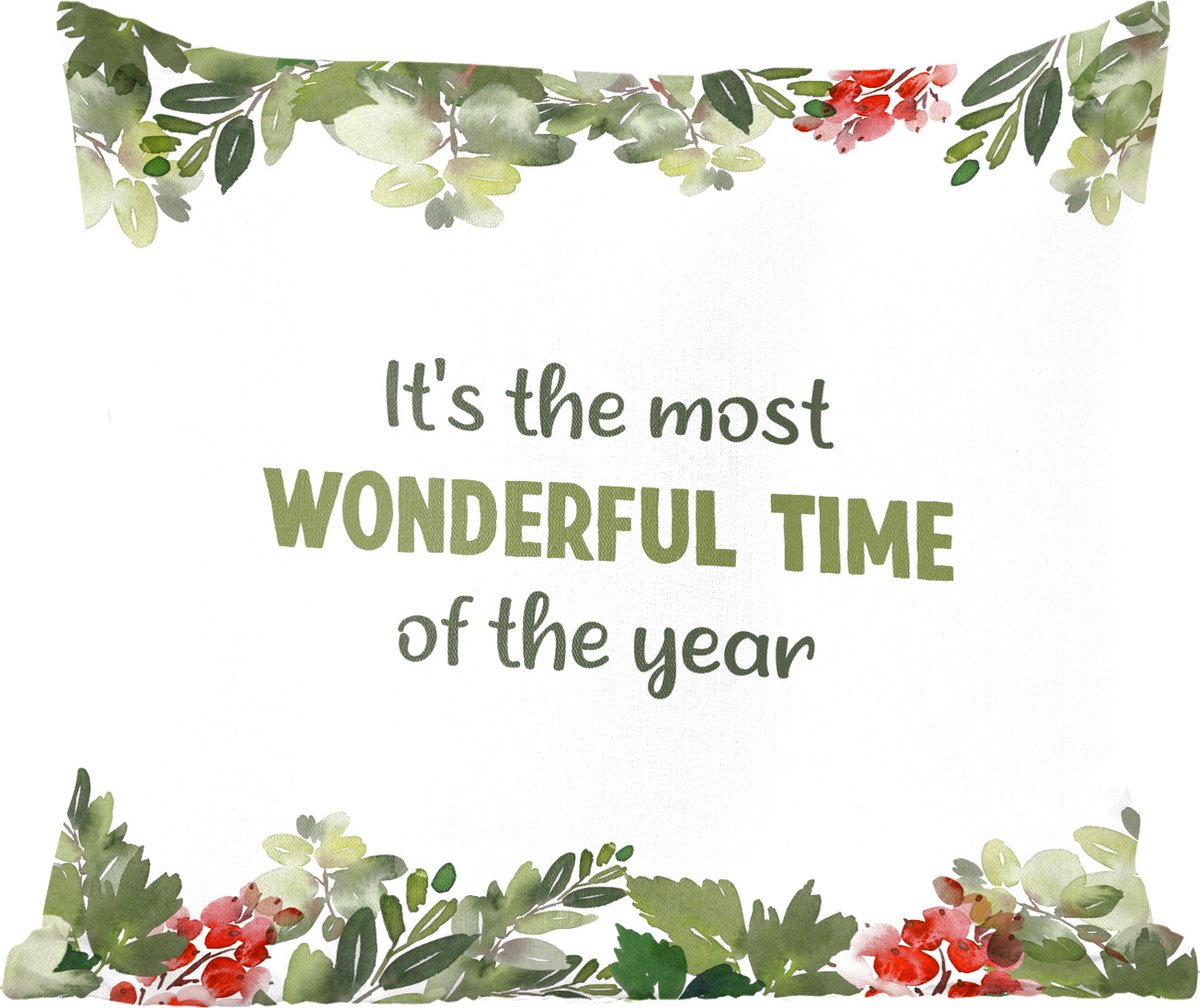 Sierkussens - Kussentjes Woonkamer - 50x50 cm - Kerst - Quote - Waterverf - Kerstversiering - Kerstdecoratie voor binnen - Woonkamer
