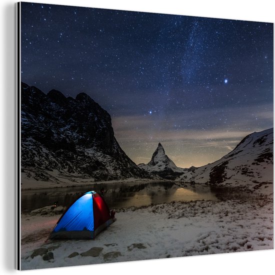 Le ciel étoilé au dessus des Alpes Aluminium 120x80 cm - Tirage photo sur Aluminium (décoration murale métal)