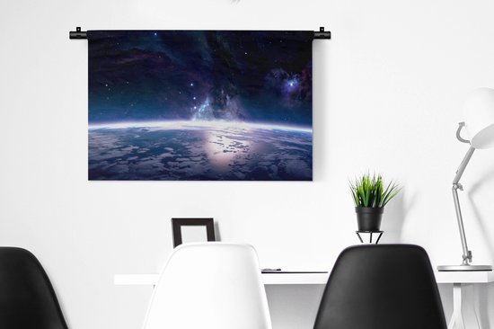 Tapisserie - Toile murale - Espace - Terre - Lumière - 90x60 cm - Tapisserie