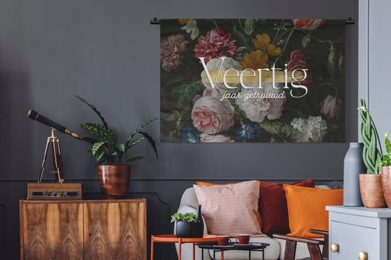 Tapisserie - Toile Murale - Mariage - Proverbes - Quarante Ans Mariés - Anniversaire - Citations - 120x80 cm - Tapisserie