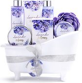 Cadeauset vrouw - Geschenkset in witte badkuip - Lavendel & Honing - Geschenk pakket voor haar, mama, vriendin, moeder