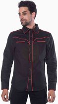 Banned Overhemd -M- PLAIN TRIM Zwart/Rood