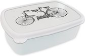 Broodtrommel Wit - Lunchbox - Brooddoos - Retro - Fiets - Tandem - 18x12x6 cm - Volwassenen
