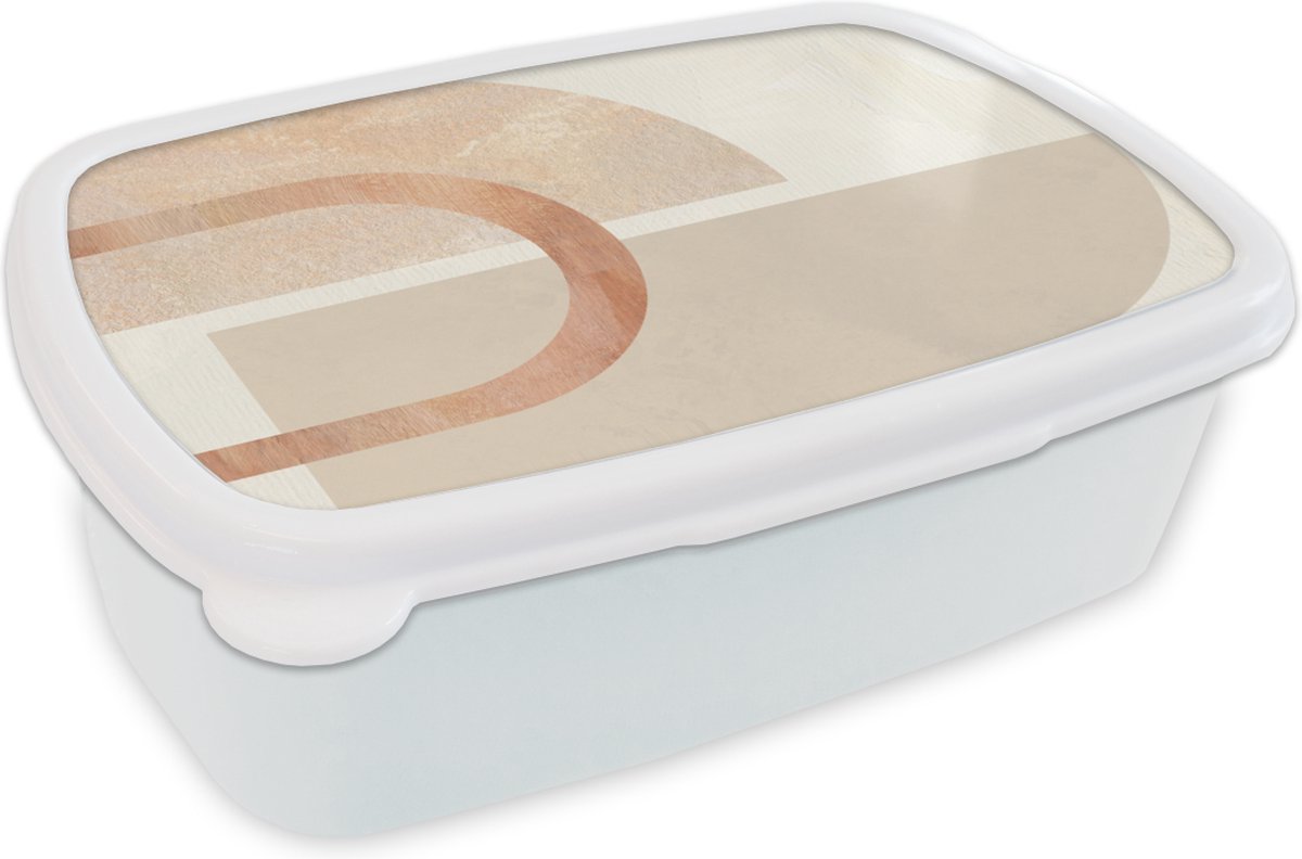 Broodtrommel Wit - Lunchbox - Brooddoos - Marmer - Roze - Abstract - 18x12x6 cm - Volwassenen
