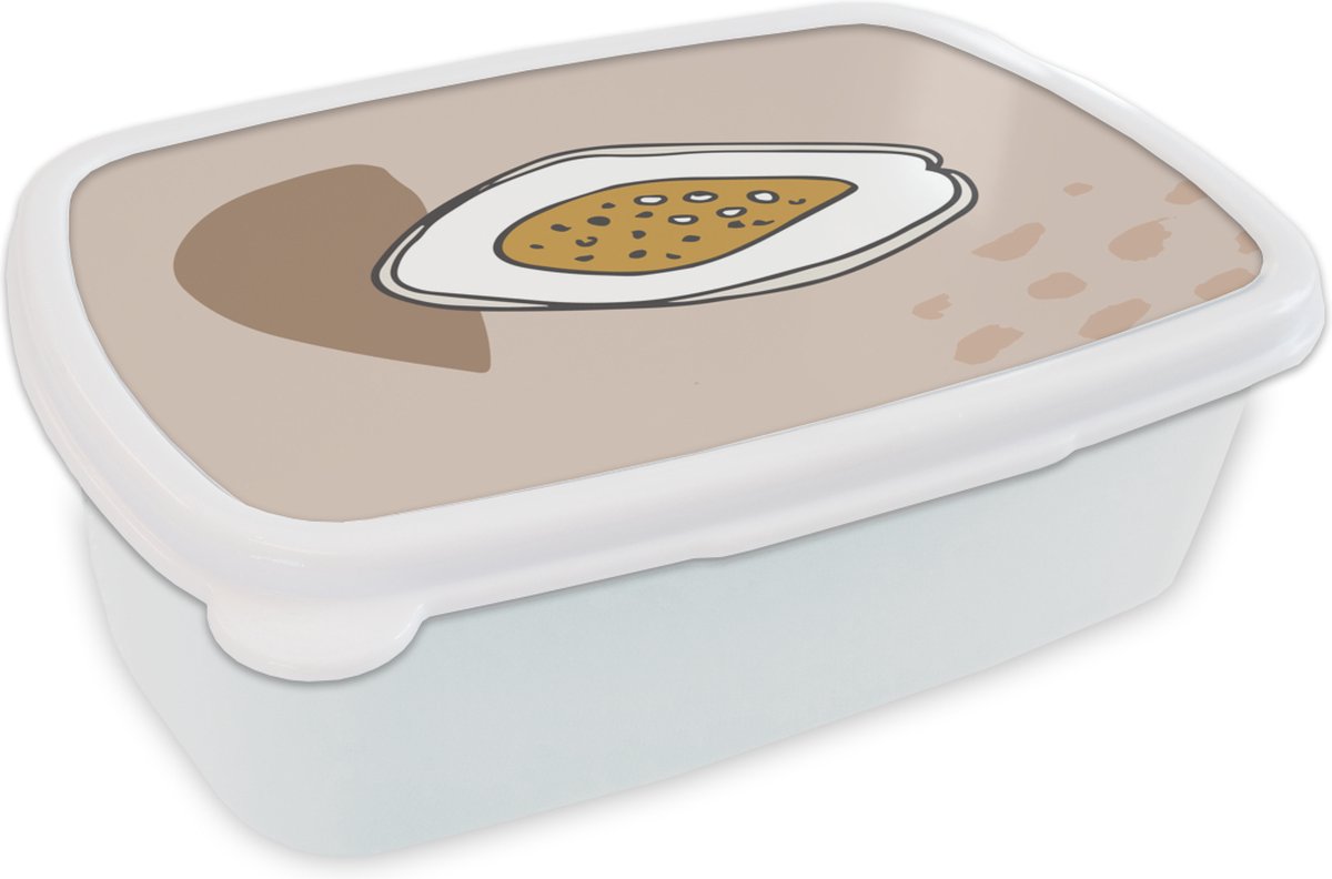 Broodtrommel Wit - Lunchbox - Brooddoos - Zomer - Vijg - Bruin - 18x12x6 cm - Volwassenen