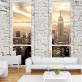 Zelfklevend fotobehang -  New York achter witte ramen  , Premium Print