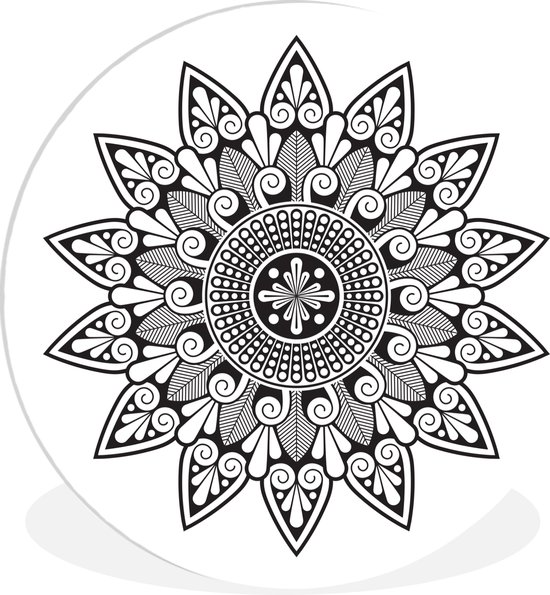 Mandala fleur forme cercle mural plaque plastique ⌀ 120 cm - impression photo sur cercle mural / cercle vivant (décoration murale)