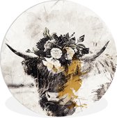 Cercle mural - Plastique - Scottish Highlander - Fleurs - Abstrait - ⌀ 140 cm